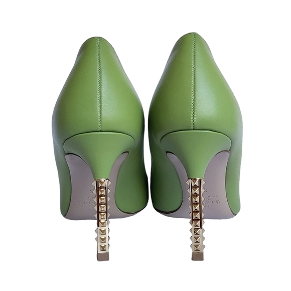 Valentino Rockstud Metal Stiletto Heel Leather Pumps 80 mm Green Apple 35 - Picture 10 of 14